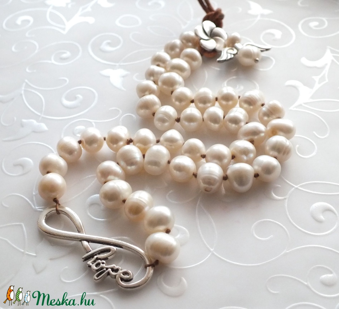 Hope... tenyésztett gyöngy - bőr nyaklánc -  - Meska.hu