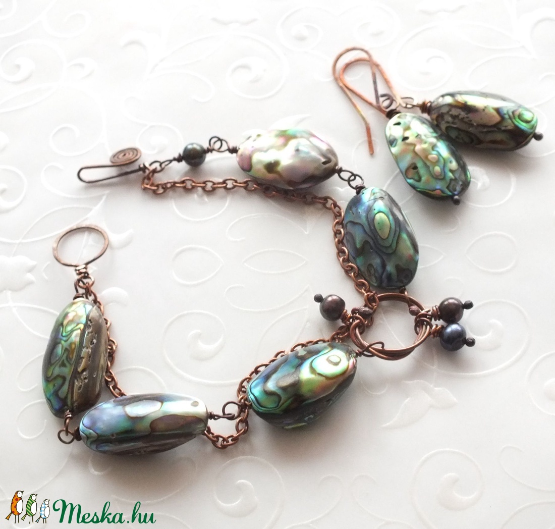 A tenger kincsei... abalone / paua kagyló karkötő és fülbevaló szett -  - Meska.hu
