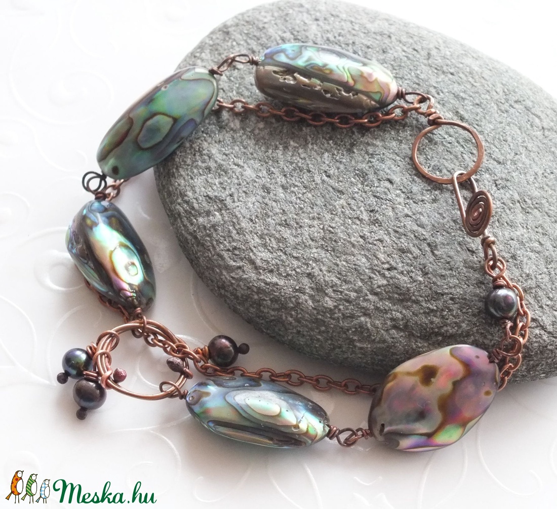 A tenger kincsei... abalone / paua kagyló karkötő és fülbevaló szett -  - Meska.hu