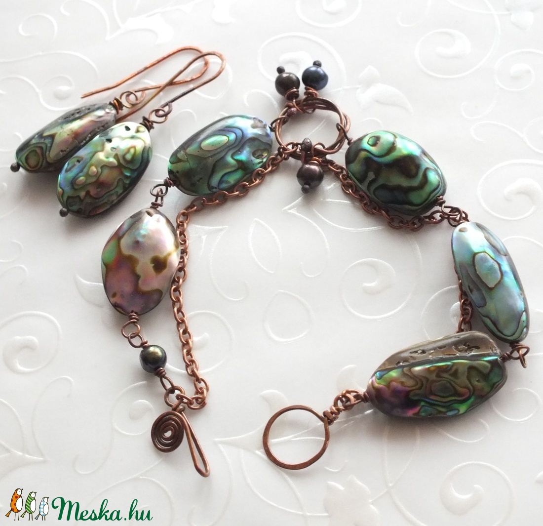 A tenger kincsei... abalone / paua kagyló karkötő és fülbevaló szett -  - Meska.hu