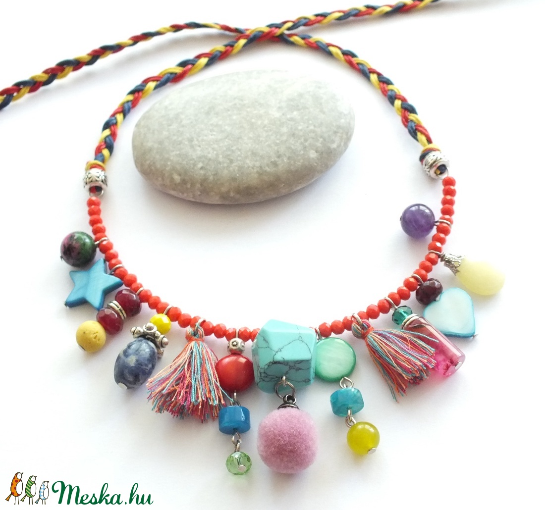 Hippi nyaklánc... ásványgyöngyökkel - ékszer - nyaklánc - medálos nyaklánc - Meska.hu