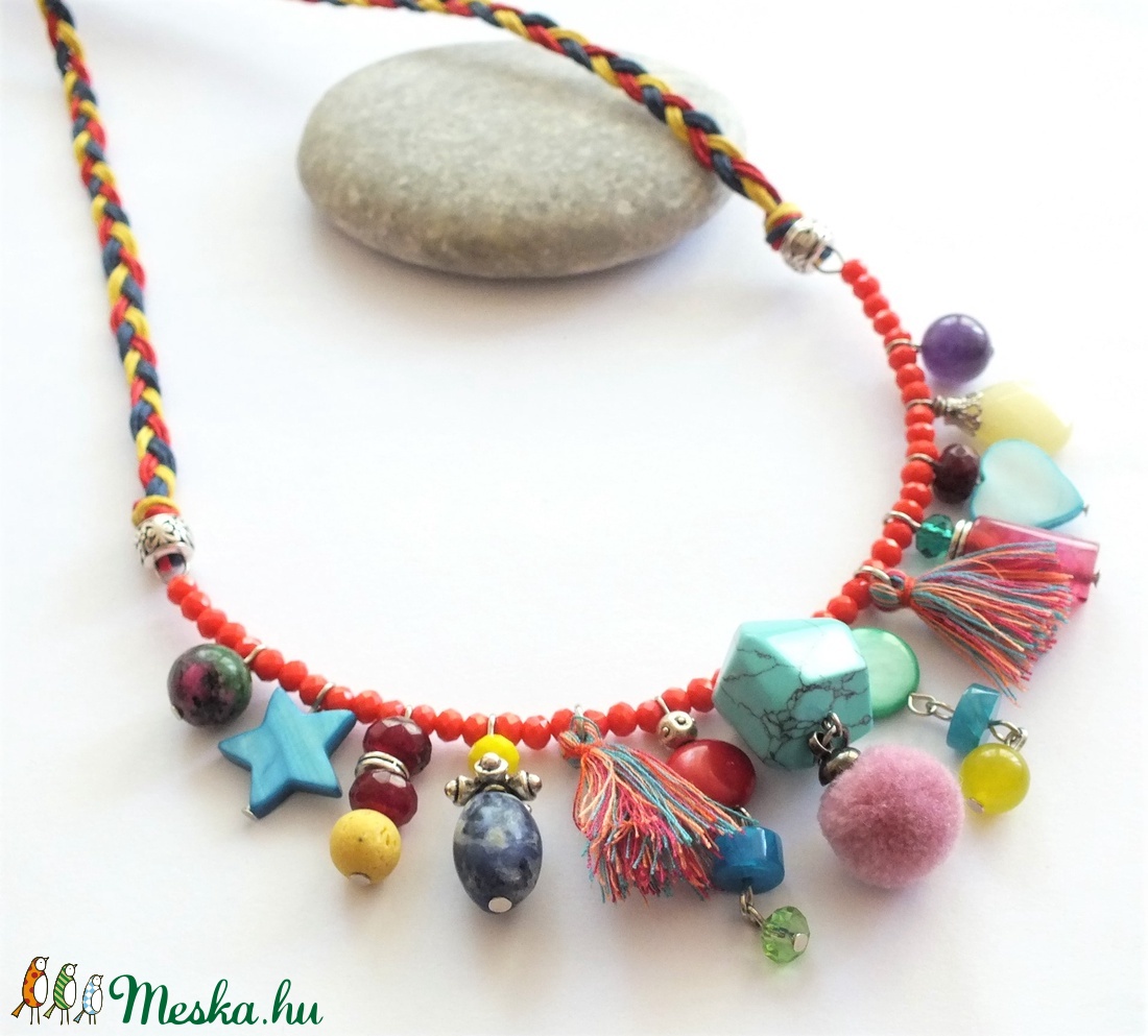 Hippi nyaklánc... ásványgyöngyökkel - ékszer - nyaklánc - medálos nyaklánc - Meska.hu