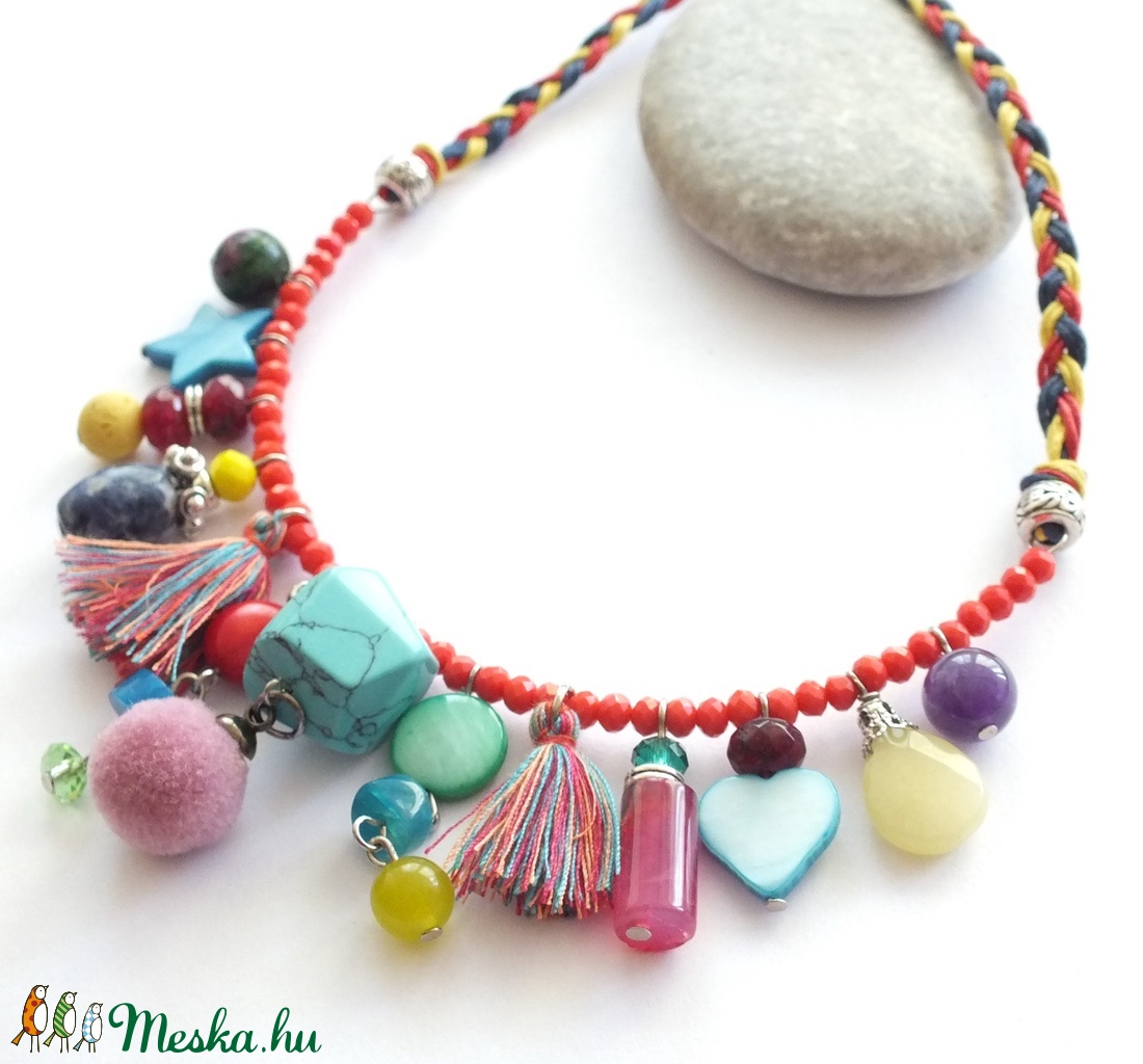 Hippi nyaklánc... ásványgyöngyökkel - ékszer - nyaklánc - medálos nyaklánc - Meska.hu