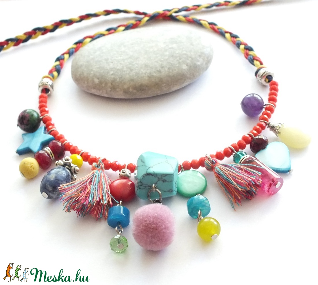 Hippi nyaklánc... ásványgyöngyökkel - ékszer - nyaklánc - medálos nyaklánc - Meska.hu