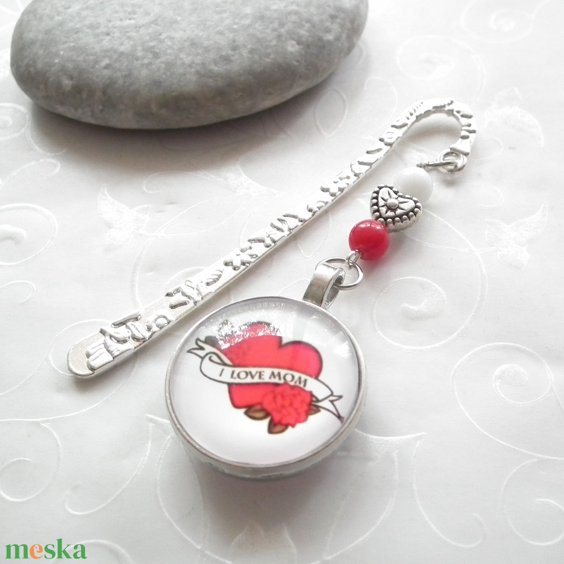 Szeretlek anya... üveglencsés könyvjelző - könyv & zene - könyvjelző - Meska.hu