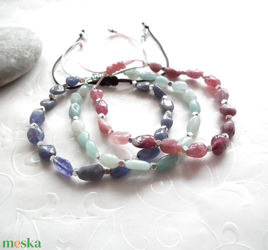 Tanzanit karkötő - ékszer - karkötő - gyöngyös karkötő - Meska.hu