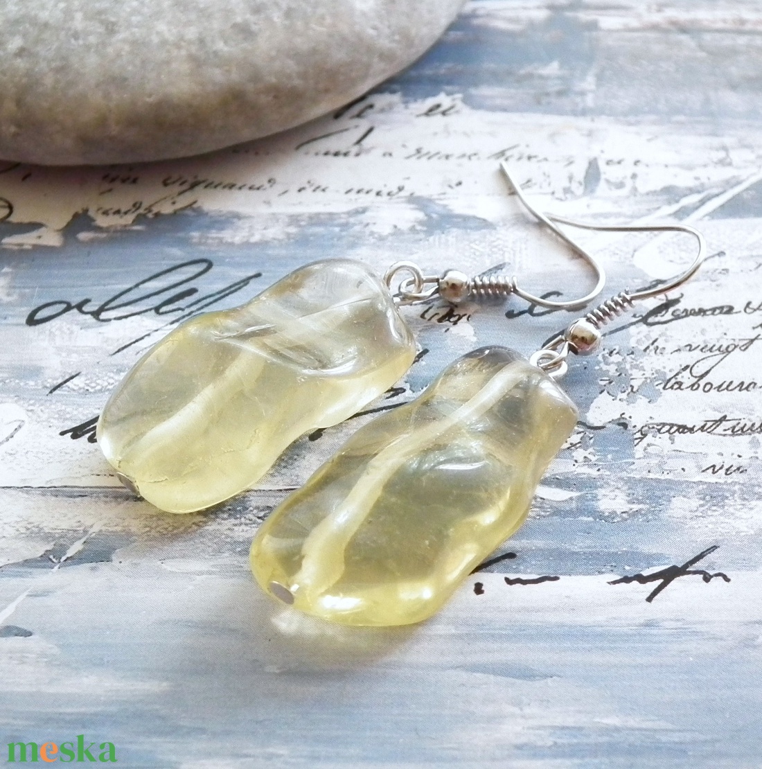 Gumicukor... citromkvarc fülbevaló - ékszer - fülbevaló - lógó fülbevaló - Meska.hu