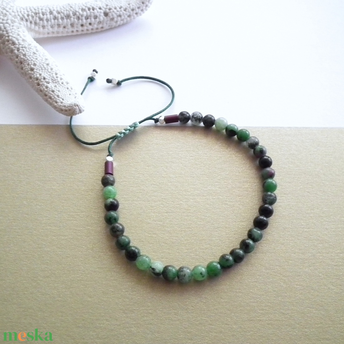 Ruby - zoizit csúszócsomós karkötő - ékszer - karkötő - gyöngyös karkötő - Meska.hu