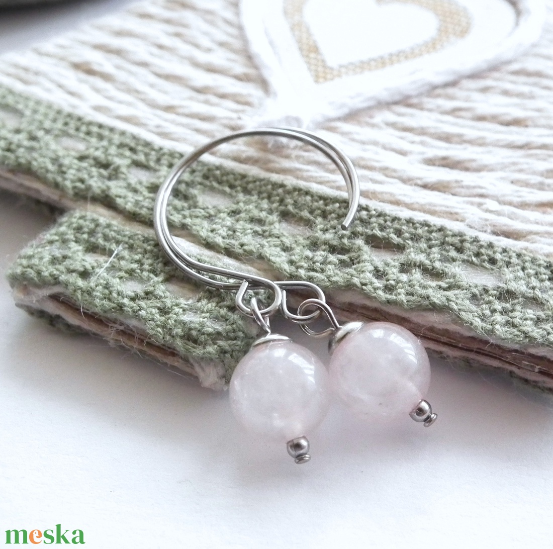 Rózsabogyó nemesacél fülbevaló  - ékszer - fülbevaló - lógó fülbevaló - Meska.hu