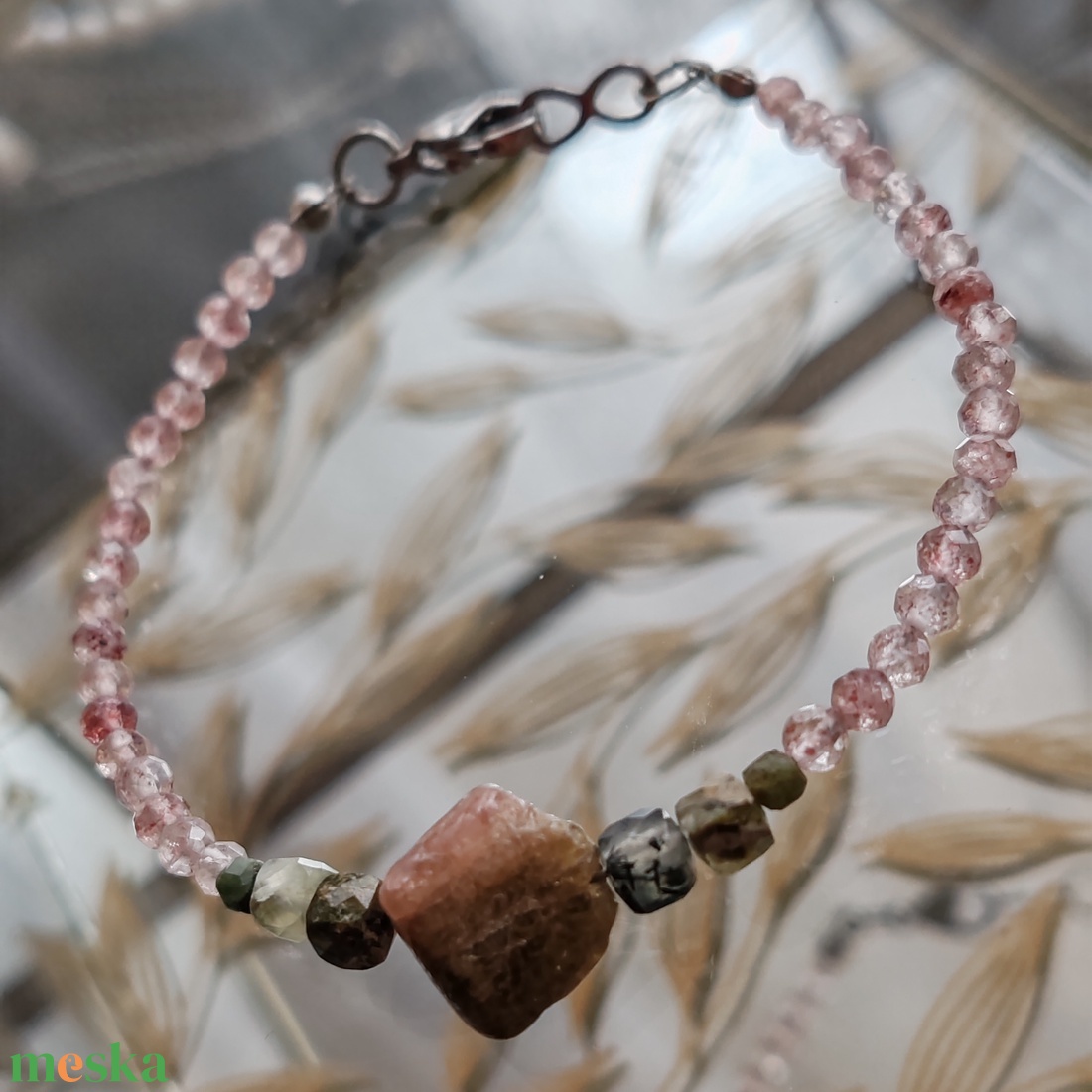 Eperkvarc - turmalin - prehnit karkötő  - ékszer - karkötő - gyöngyös karkötő - Meska.hu