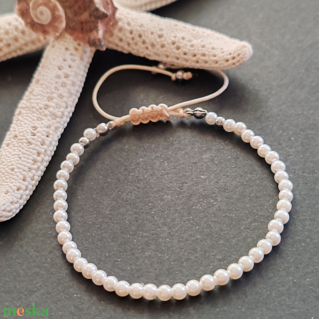 Shell pearl karkötő - ékszer - karkötő - gyöngyös karkötő - Meska.hu