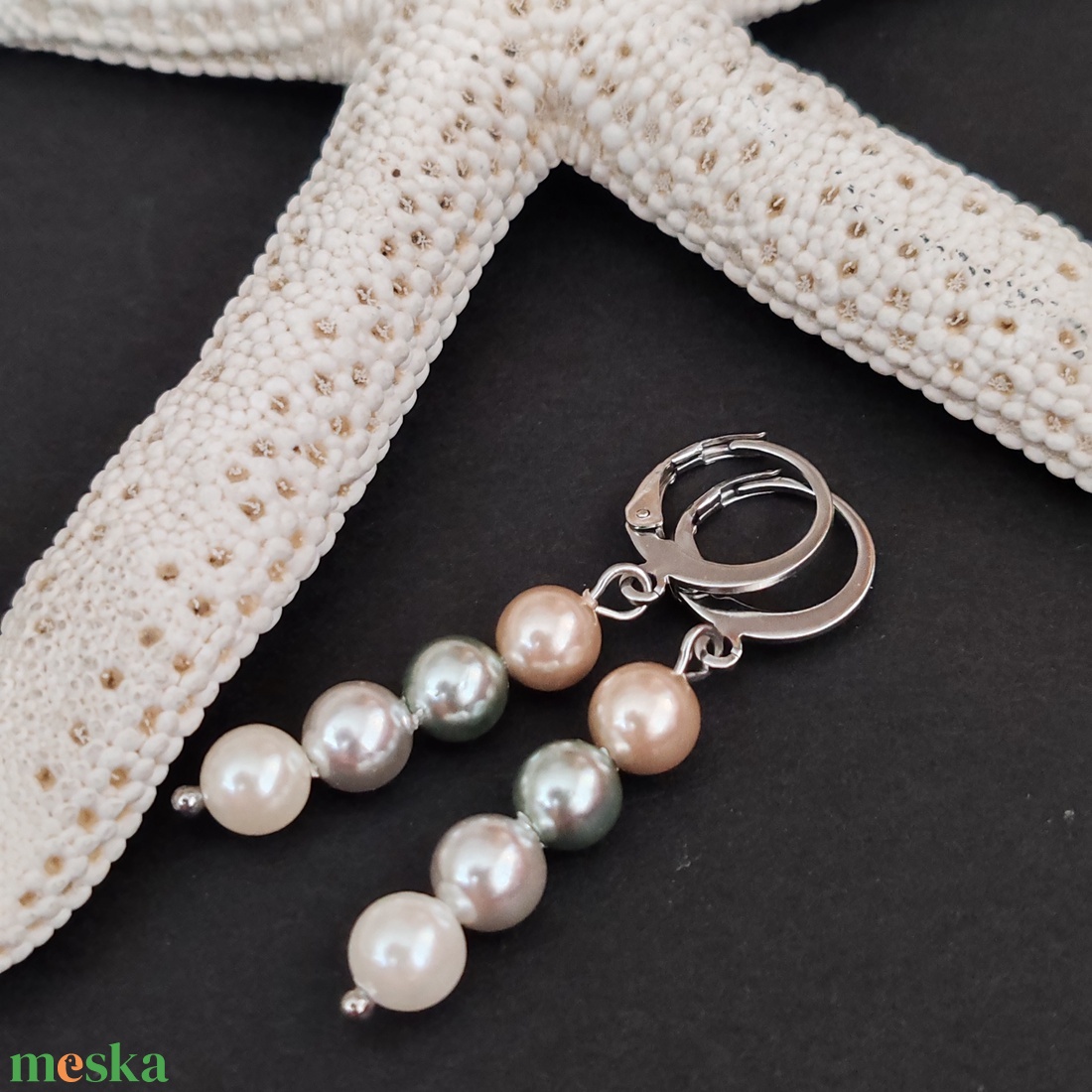 Shell pearl fülbevaló  - ékszer - fülbevaló - lógó fülbevaló - Meska.hu