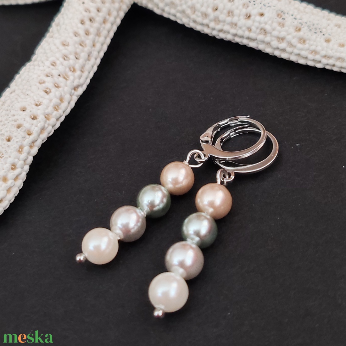 Shell pearl fülbevaló  - ékszer - fülbevaló - lógó fülbevaló - Meska.hu
