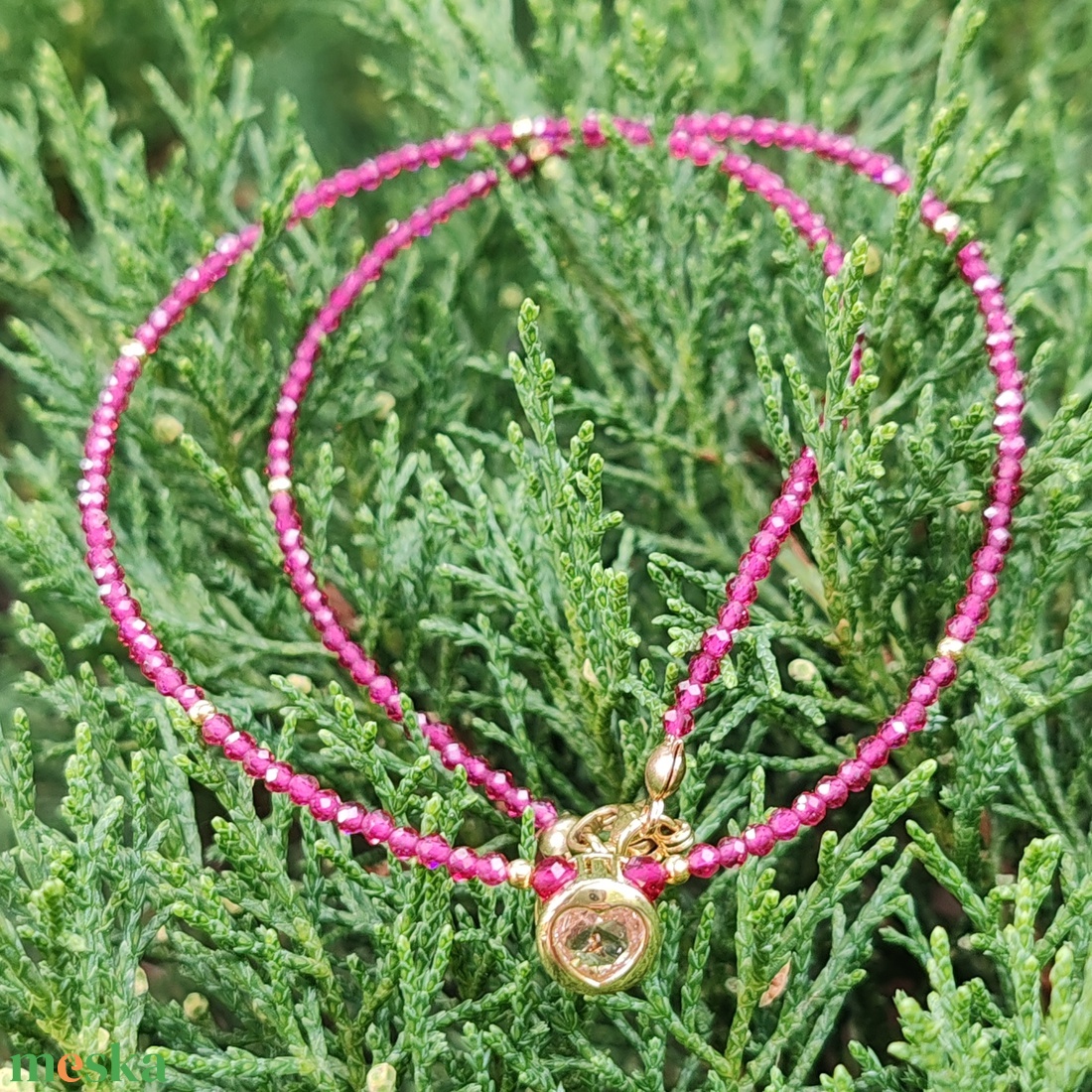 Minidesign... pink cirkónia nemesacél nyaklánc - ékszer - nyaklánc - medálos nyaklánc - Meska.hu
