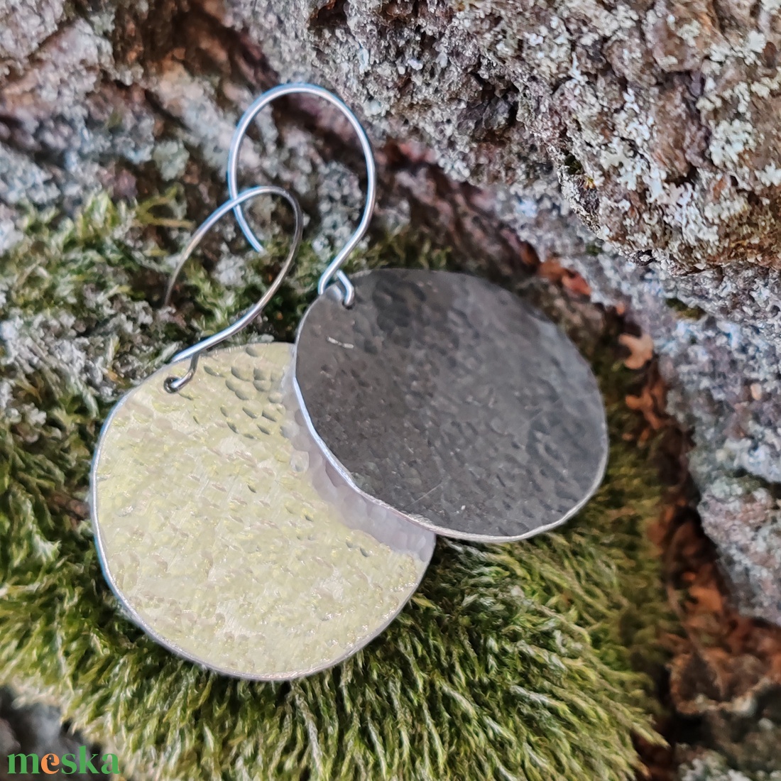 Nagy alumínium korong fülbevaló - ékszer - fülbevaló - lógó fülbevaló - Meska.hu