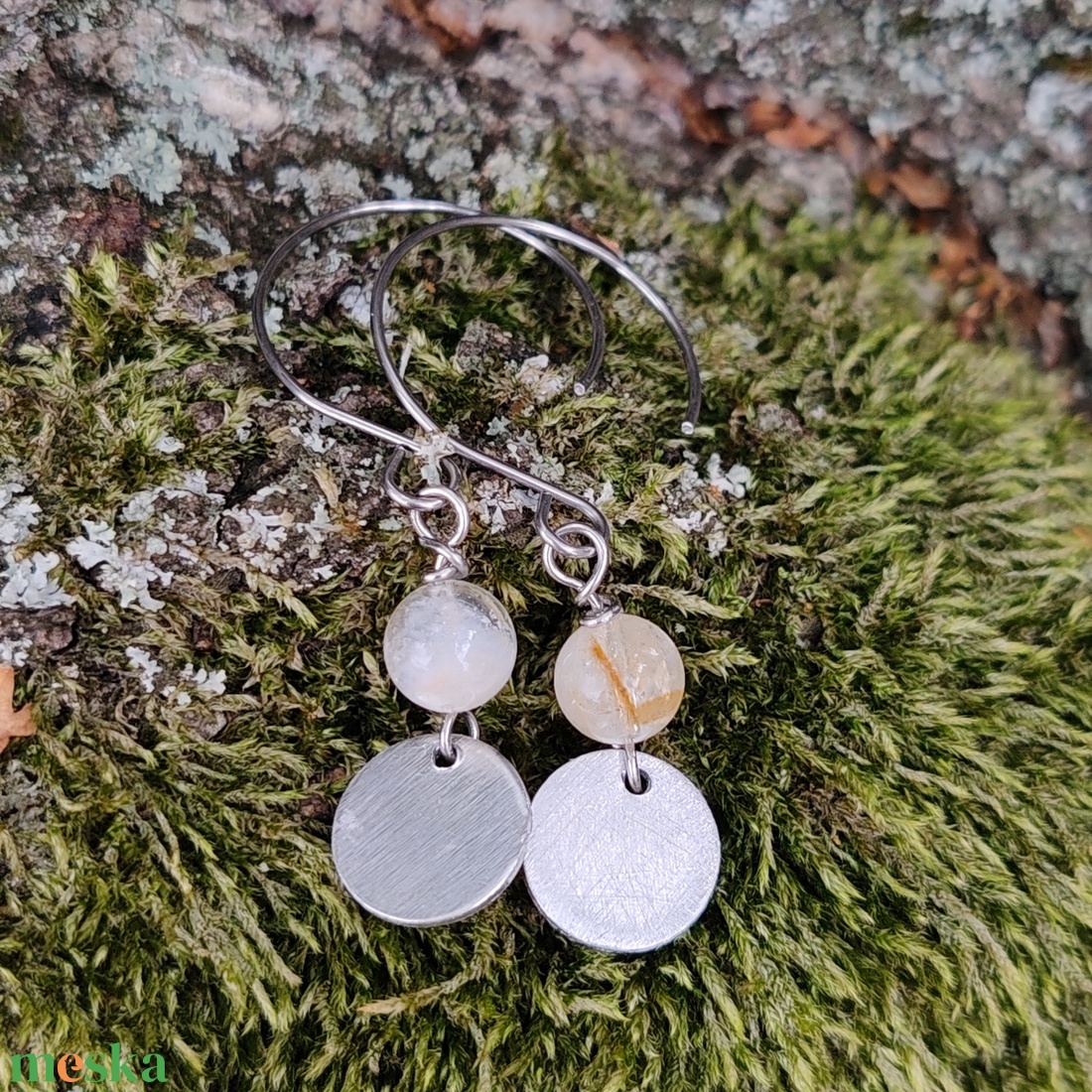 Korongok... citrin - alu fülbevaló - ékszer - fülbevaló - lógó fülbevaló - Meska.hu