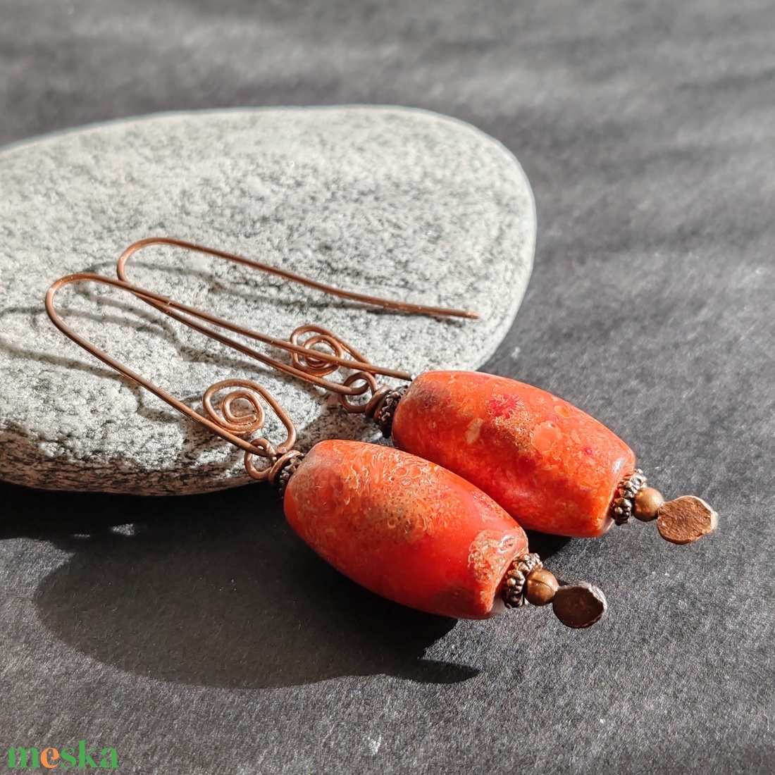Szivacskorall réz fülbevaló  - ékszer - fülbevaló - lógó fülbevaló - Meska.hu Szivacskorall réz fülbevaló  - ékszer - fülbevaló - lógó fülbevaló - Meska.hu