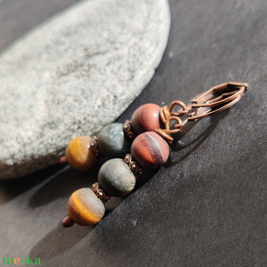 Matt tigrisszem fülbevaló - ékszer - fülbevaló - lógó fülbevaló - Meska.hu Matt tigrisszem fülbevaló - ékszer - fülbevaló - lógó fülbevaló - Meska.hu