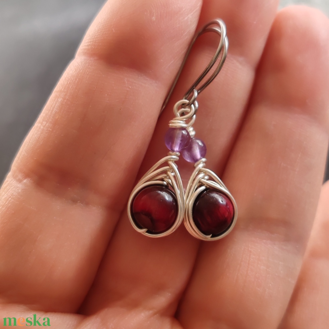 Tigrisszem - ametiszt fülbevaló - ékszer - fülbevaló - lógó fülbevaló - Meska.hu Tigrisszem - ametiszt fülbevaló - ékszer - fülbevaló - lógó fülbevaló - Meska.hu