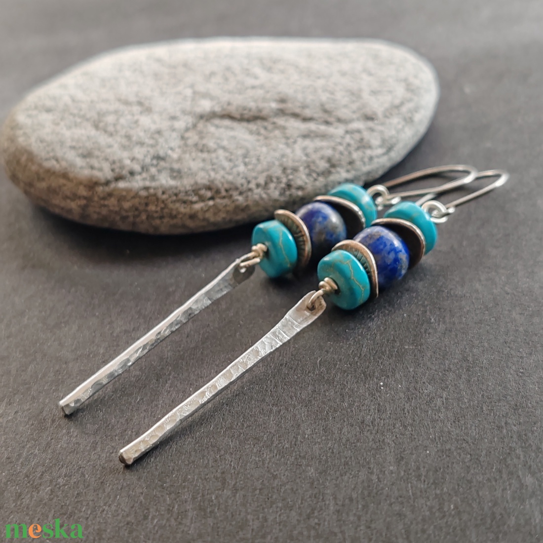 Lápisz lazuli - türkinit hosszú fülbevaló - ékszer - fülbevaló - lógó fülbevaló - Meska.hu Lápisz lazuli - türkinit hosszú fülbevaló - ékszer - fülbevaló - lógó fülbevaló - Meska.hu