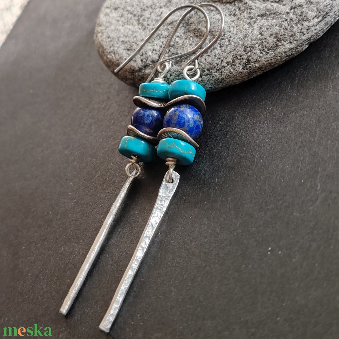 Lápisz lazuli - türkinit hosszú fülbevaló - ékszer - fülbevaló - lógó fülbevaló - Meska.hu Lápisz lazuli - türkinit hosszú fülbevaló - ékszer - fülbevaló - lógó fülbevaló - Meska.hu