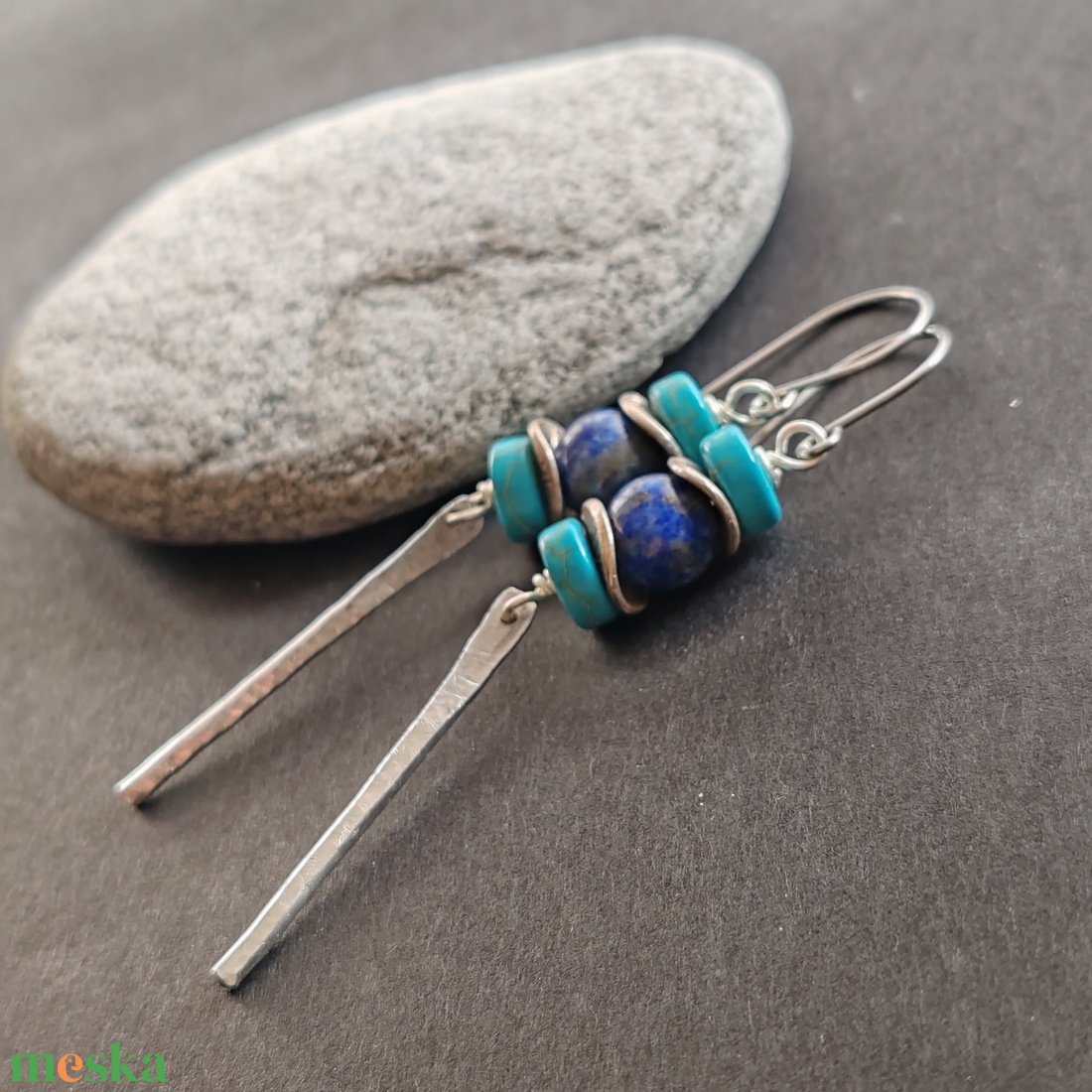 Lápisz lazuli - türkinit hosszú fülbevaló - ékszer - fülbevaló - lógó fülbevaló - Meska.hu Lápisz lazuli - türkinit hosszú fülbevaló - ékszer - fülbevaló - lógó fülbevaló - Meska.hu