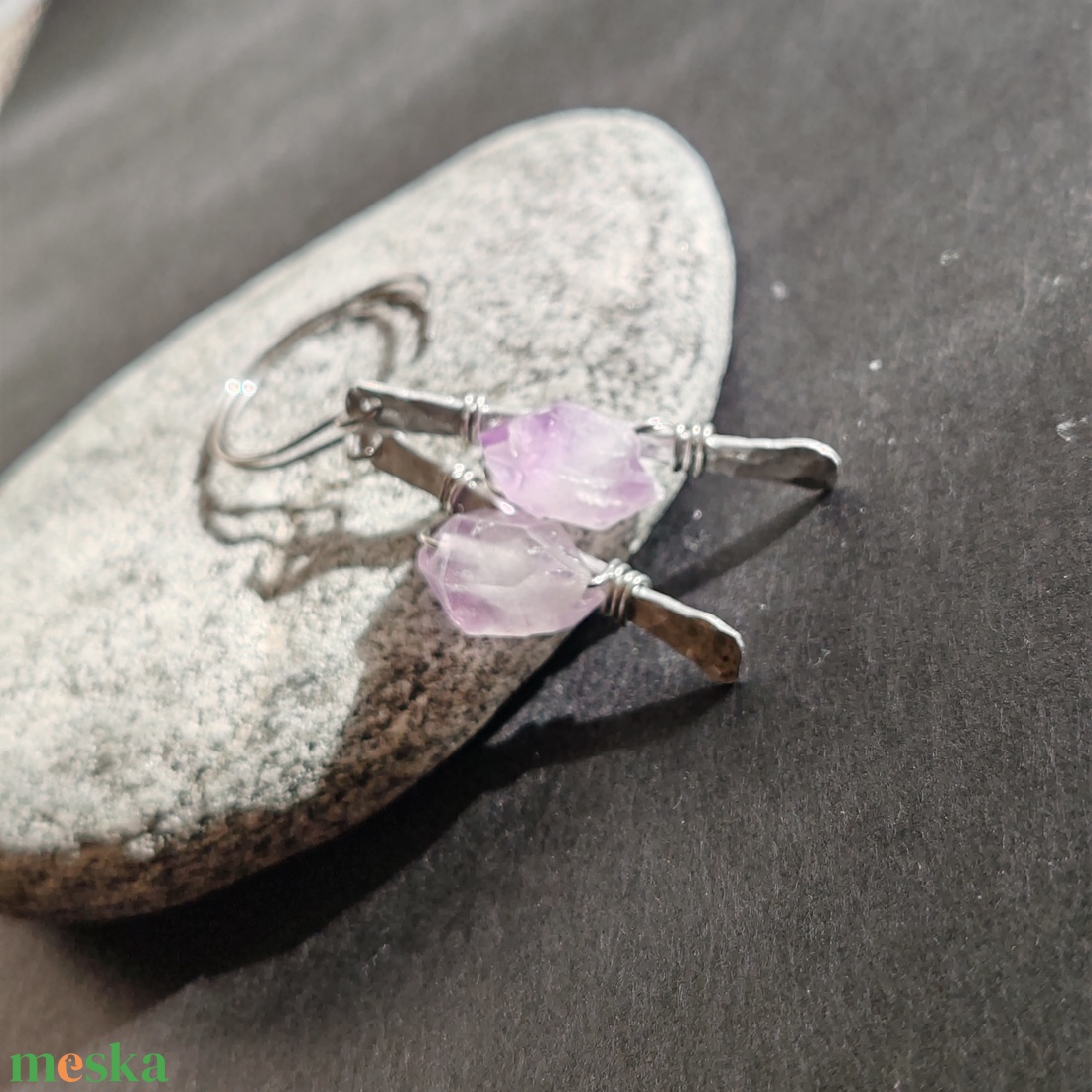 Ametiszt pálca... rusztikus fülbevaló -  - Meska.hu