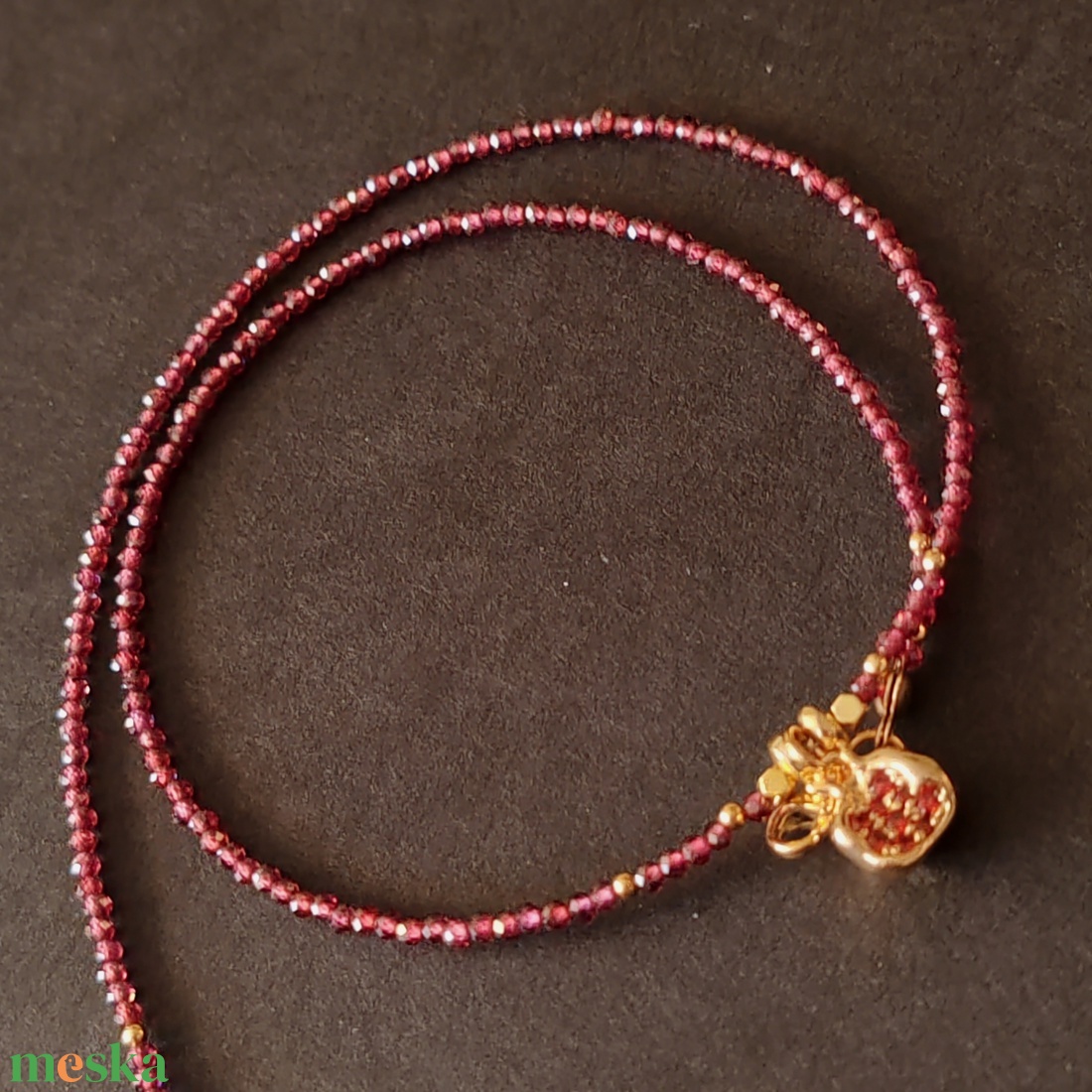 Minidesign... gránátalma - nemesacél nyaklánc   - ékszer - nyaklánc - gyöngyös nyaklánc - Meska.hu