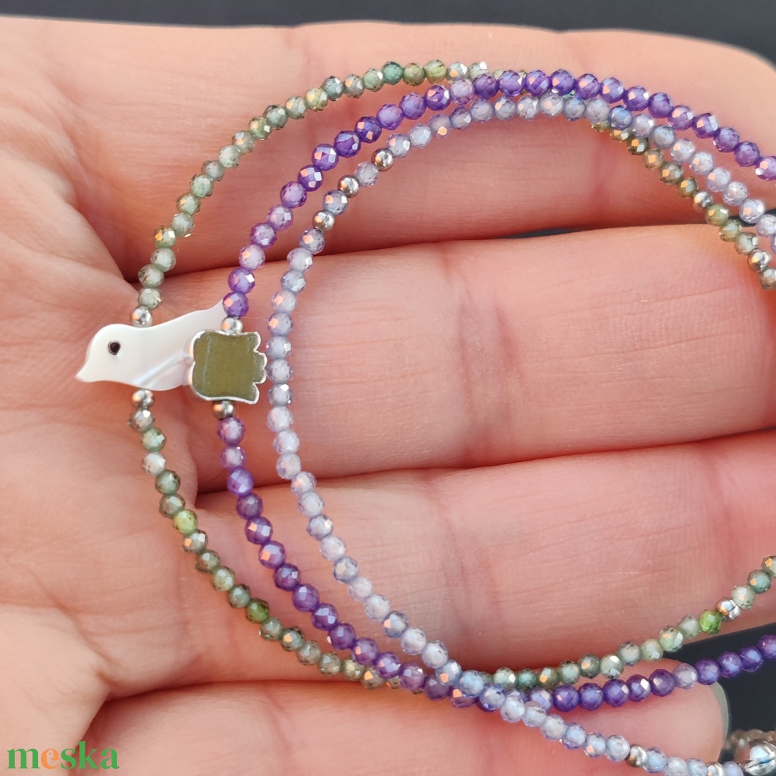 Minidesign... tulipán cirkónia karkötő  - ékszer - karkötő - gyöngyös karkötő - Meska.hu