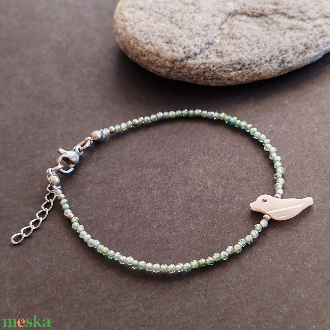 Minidesign... kismadár cirkónia karkötő  - ékszer - karkötő - gyöngyös karkötő - Meska.hu