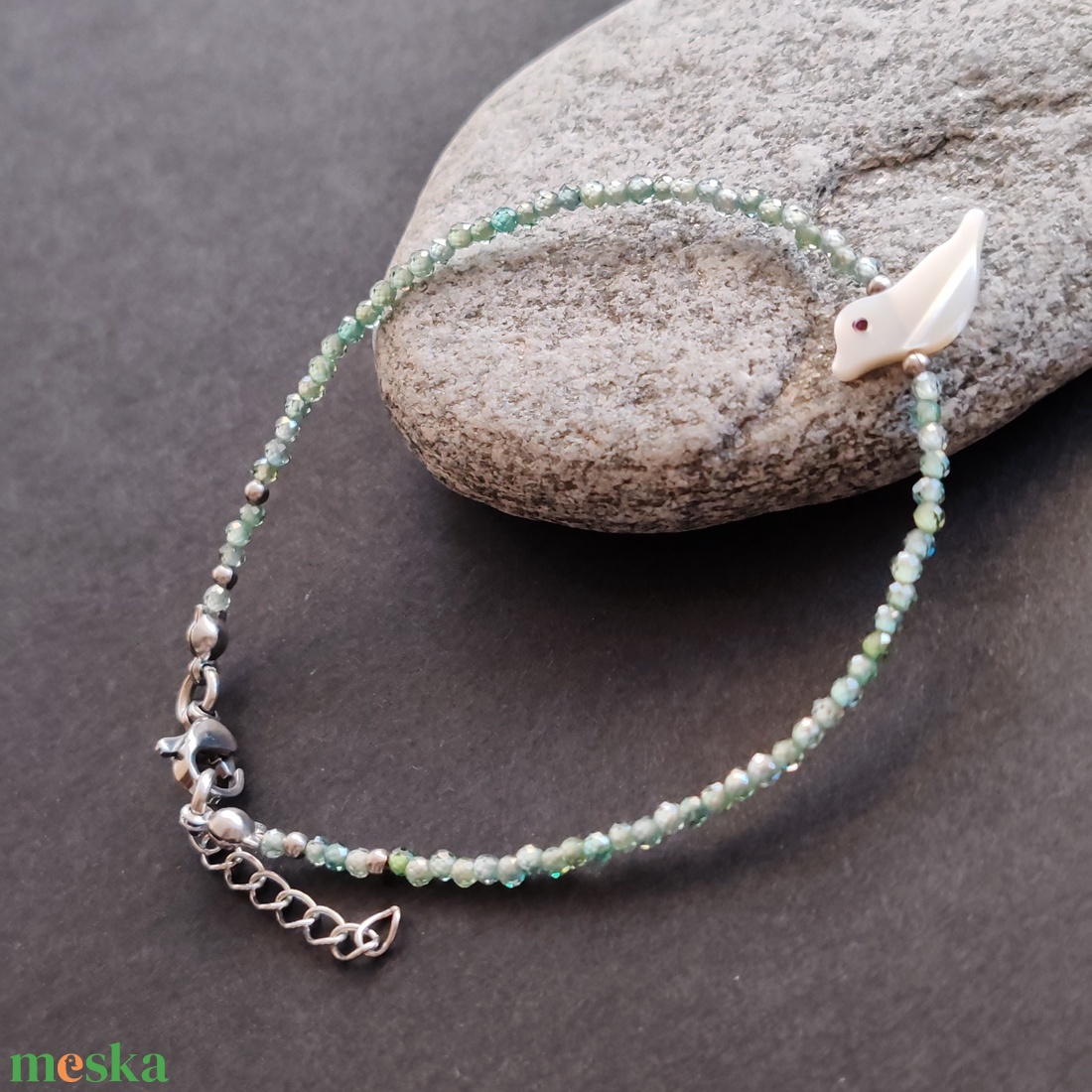 Minidesign... kismadár cirkónia karkötő  - ékszer - karkötő - gyöngyös karkötő - Meska.hu