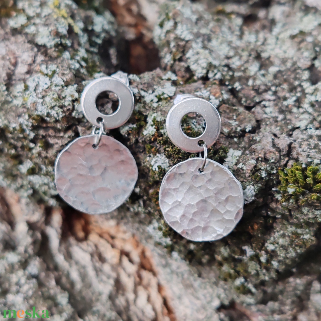 Acél - alumínium bedugós fülbevaló  - ékszer - fülbevaló - lógó fülbevaló - Meska.hu