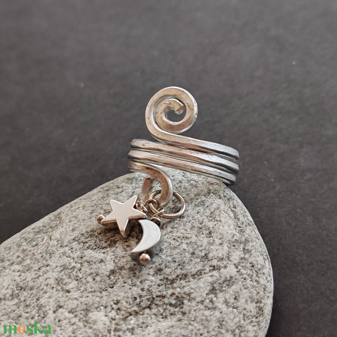 Csillag - hold... alumínium gyűrű  - ékszer - gyűrű - fonódó gyűrű - Meska.hu