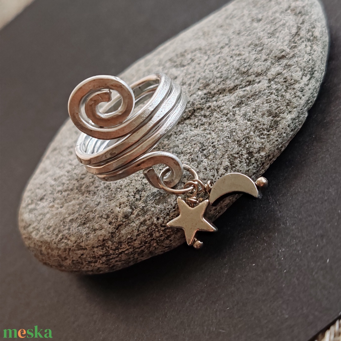 Csillag - hold... alumínium gyűrű  - ékszer - gyűrű - fonódó gyűrű - Meska.hu