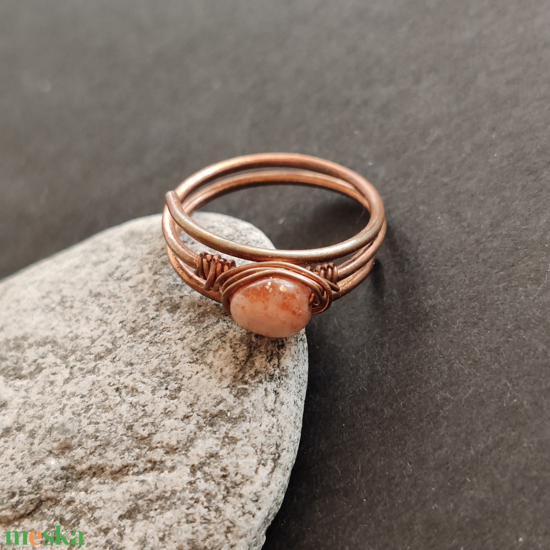 Napkő vörösréz gyűrű  - ékszer - gyűrű - fonódó gyűrű - Meska.hu
