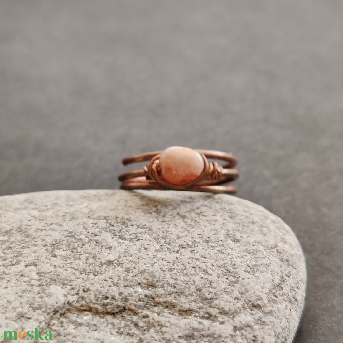 Napkő vörösréz gyűrű  - ékszer - gyűrű - fonódó gyűrű - Meska.hu
