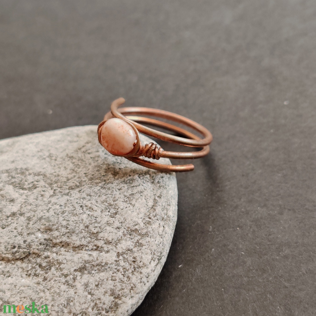 Napkő vörösréz gyűrű  - ékszer - gyűrű - fonódó gyűrű - Meska.hu