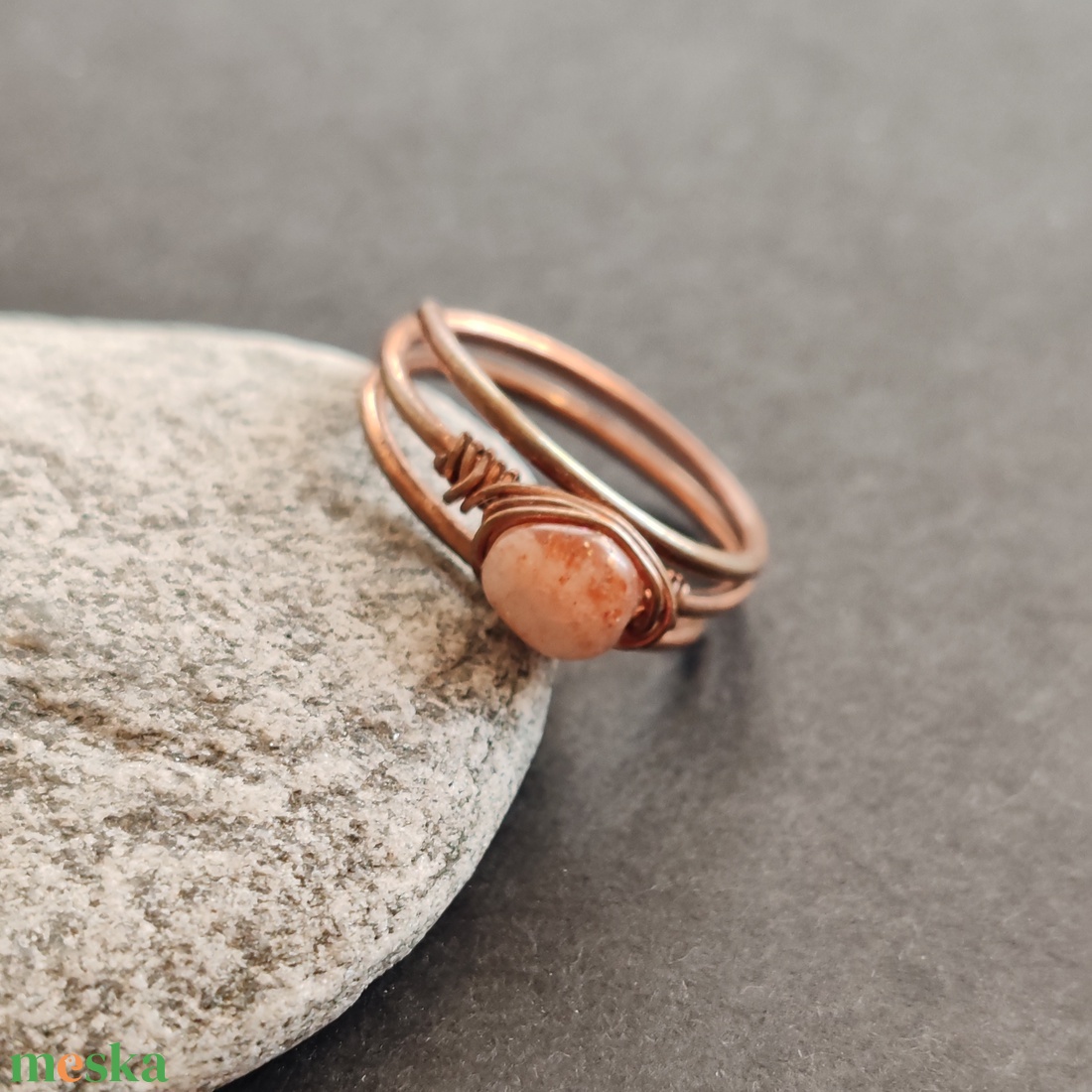 Napkő vörösréz gyűrű  - ékszer - gyűrű - fonódó gyűrű - Meska.hu