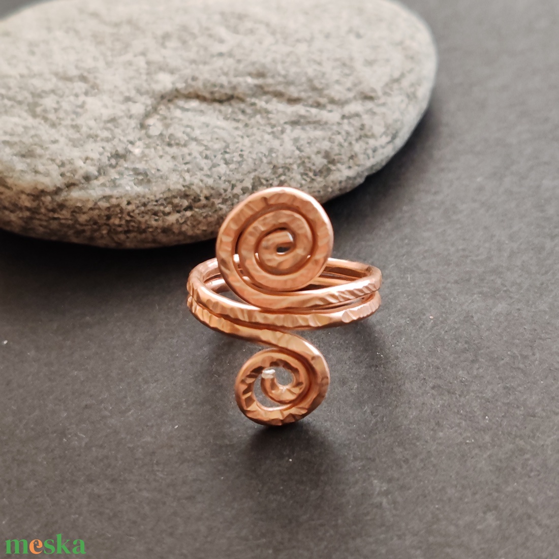 Dupla csiga... rosegold alumínium gyűrű  - ékszer - gyűrű - fonódó gyűrű - Meska.hu