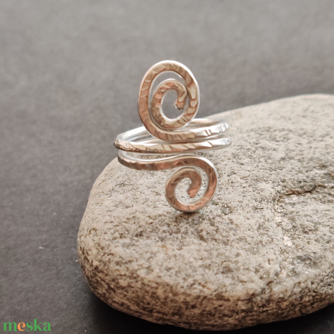 Dupla csiga... ezüst alumínium gyűrű  - ékszer - gyűrű - fonódó gyűrű - Meska.hu