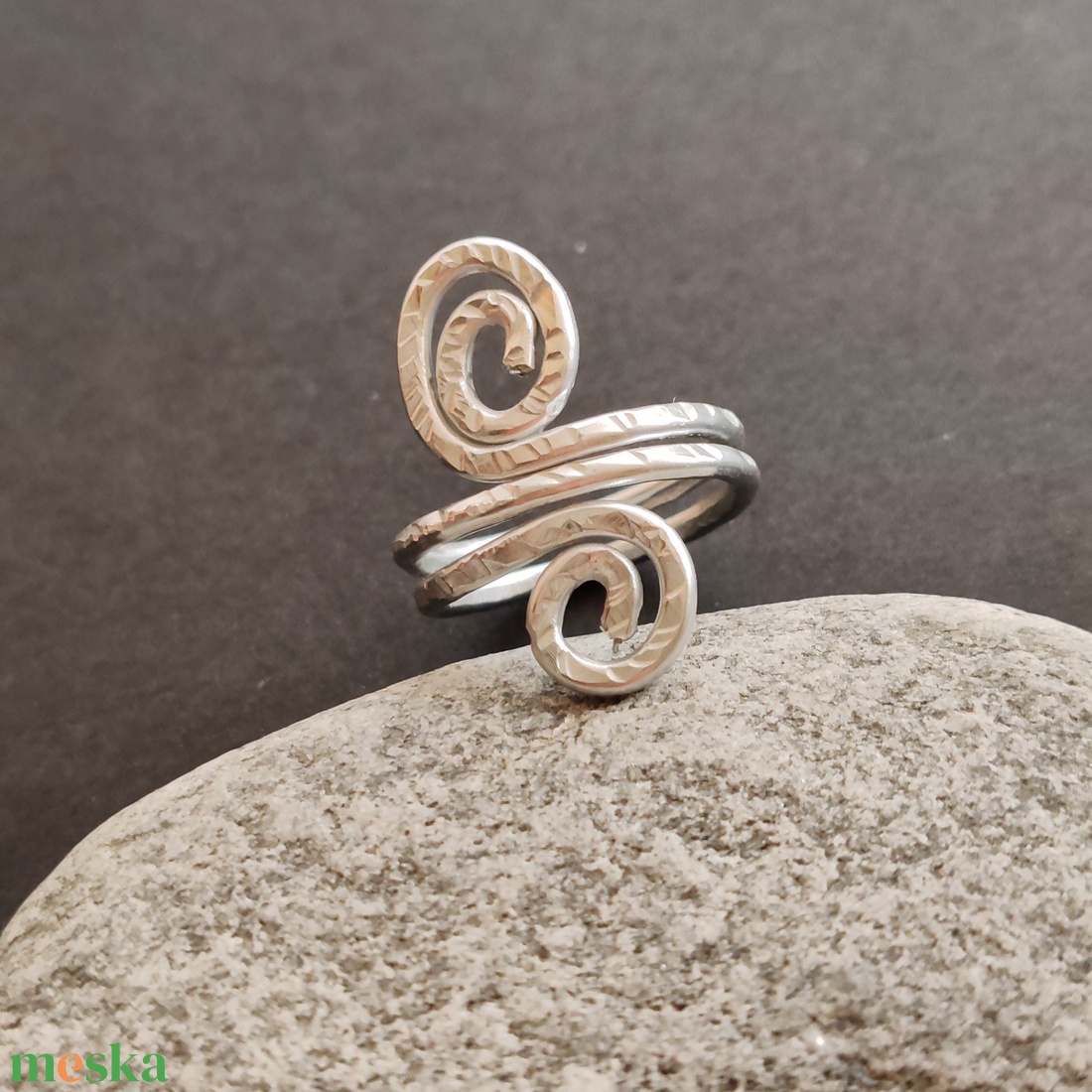 Dupla csiga... ezüst alumínium gyűrű  - ékszer - gyűrű - fonódó gyűrű - Meska.hu