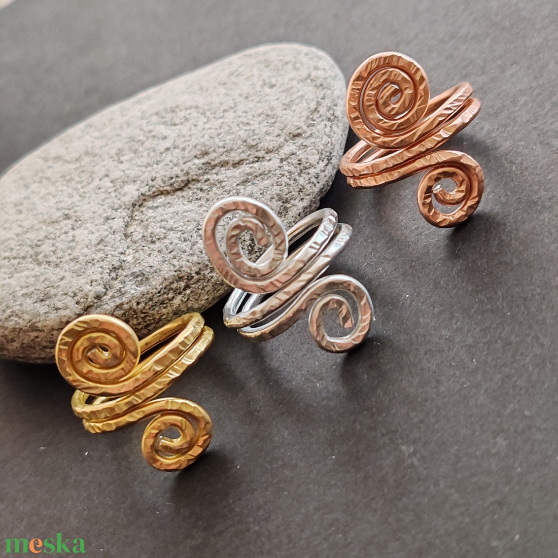 Dupla csiga... ezüst alumínium gyűrű  - ékszer - gyűrű - fonódó gyűrű - Meska.hu