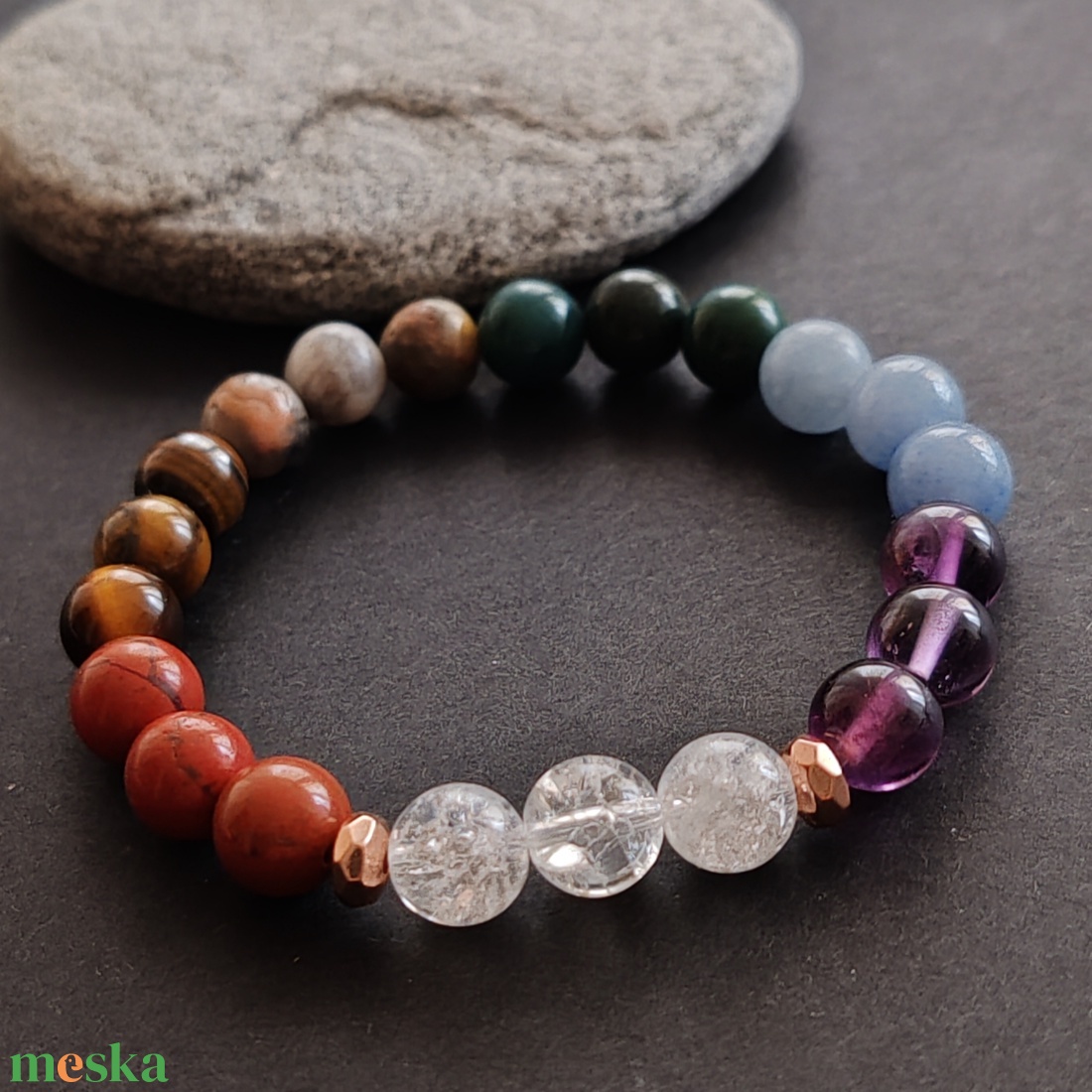 Csakra karkötő - ékszer - karkötő - gyöngyös karkötő - Meska.hu