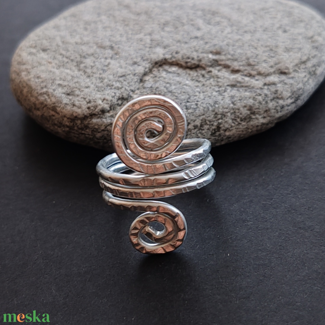 Dupla nagy csiga... ezüst alumínium gyűrű  - ékszer - gyűrű - fonódó gyűrű - Meska.hu