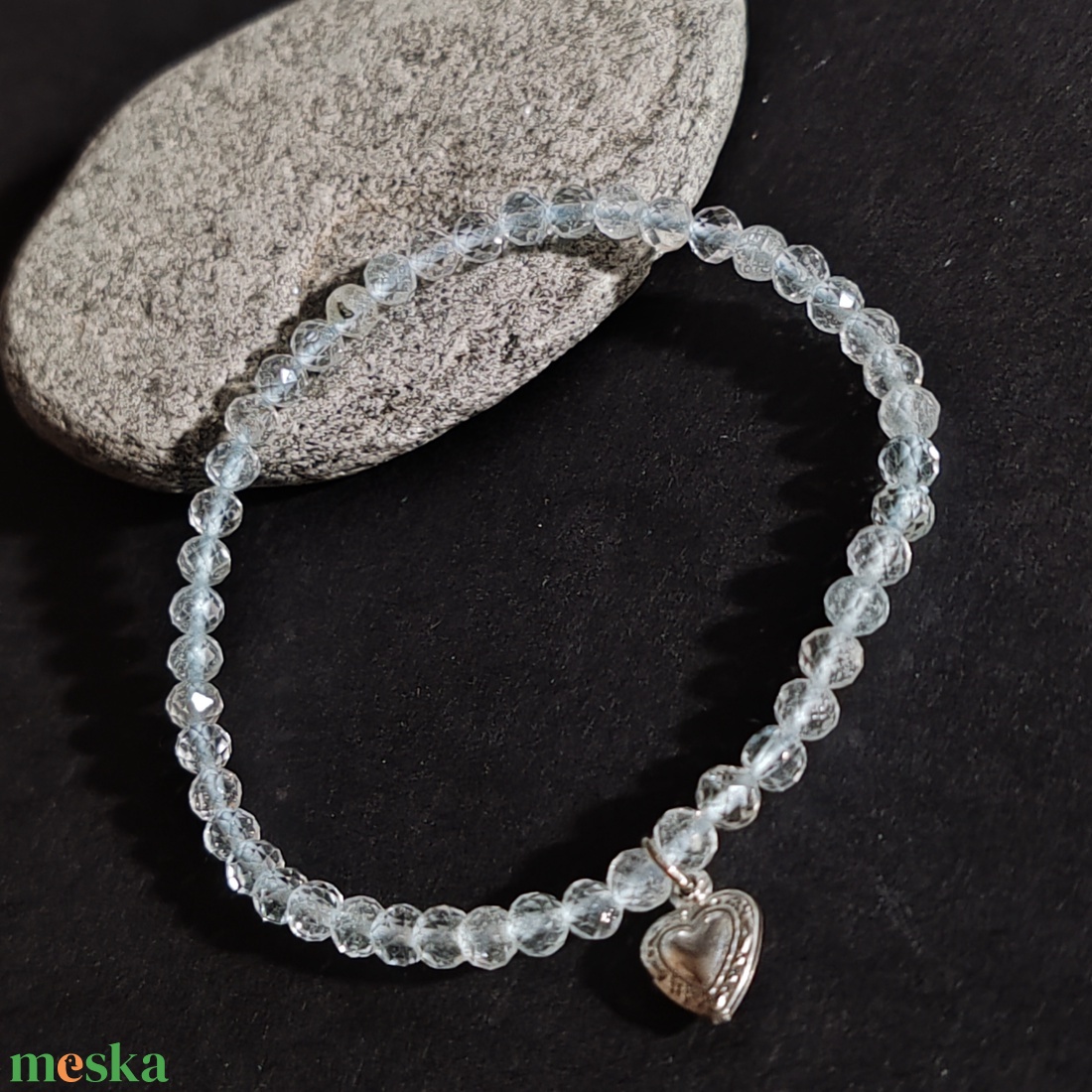 Kék topáz karkötő - ékszer - karkötő - gyöngyös karkötő - Meska.hu