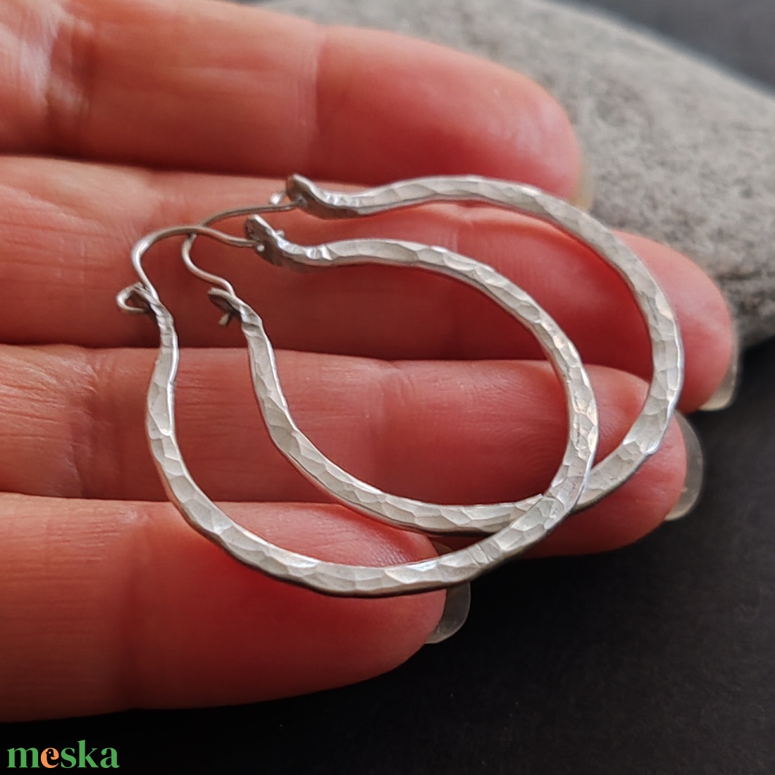 Karika fülbevaló  - ékszer - fülbevaló - lógó fülbevaló - Meska.hu