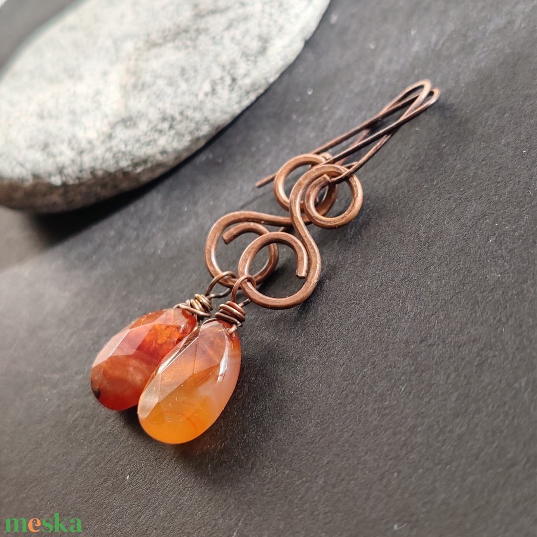 Napsütés... vörösréz fülbevaló  - ékszer - fülbevaló - lógó fülbevaló - Meska.hu