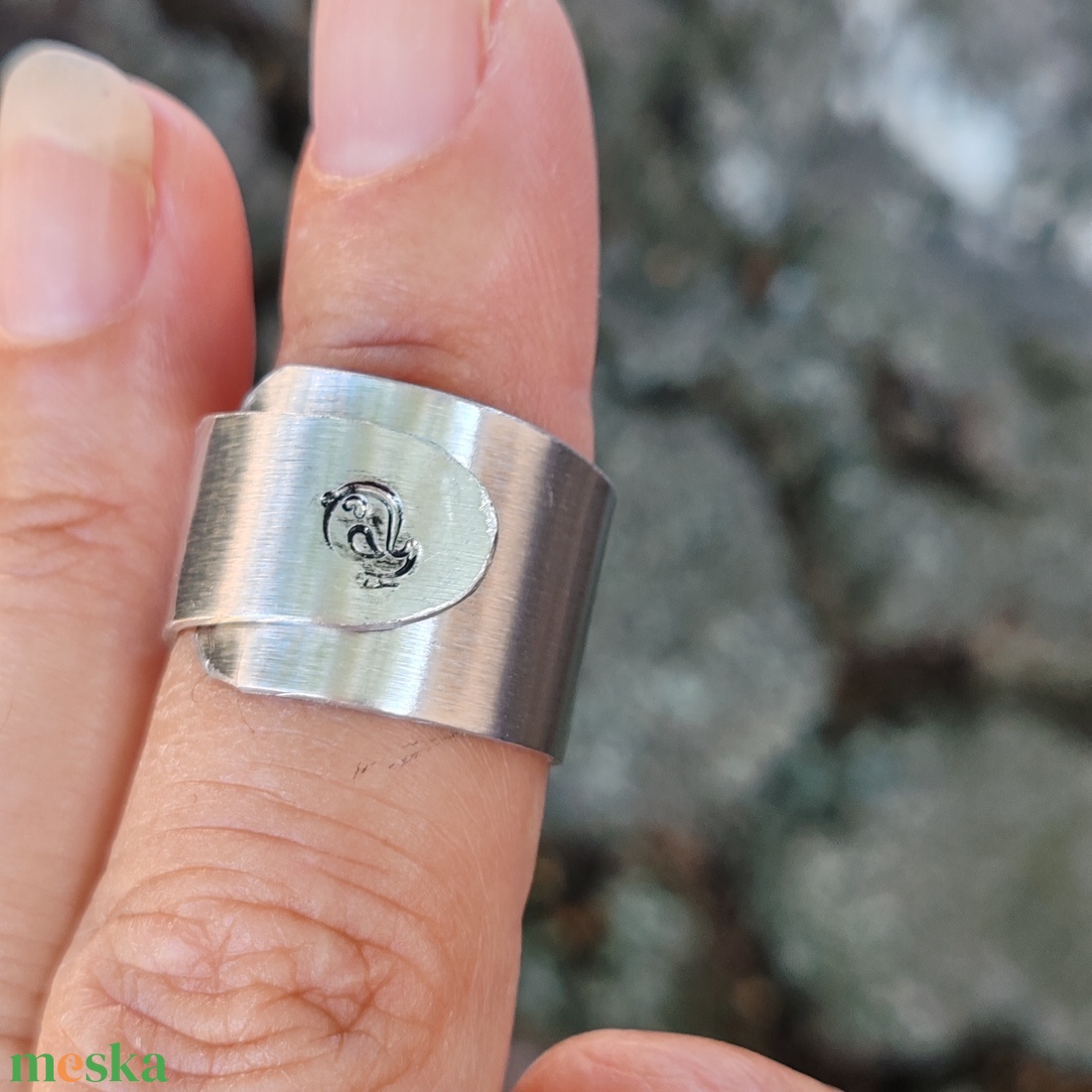 Széles alumínium gyűrű - madárkás - ékszer - gyűrű - figurális gyűrű - Meska.hu