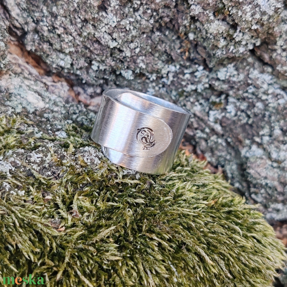 Széles alumínium gyűrű - madárkás - ékszer - gyűrű - figurális gyűrű - Meska.hu