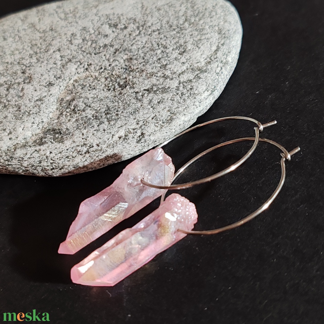 Kvarc karika fülbevaló  - ékszer - fülbevaló - karika fülbevaló - Meska.hu